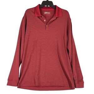 Nike Golf Dri-FIT‎ Performance Long Sleeve Polo Mens M  Red Stripe Streetwear
